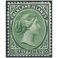 Falkland Islands 1891 SG15 1/2d Blue-Green Moun...