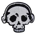 DJ Skull Iron On Embroidered Patch Sew Badge Pa...