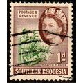 Africa Southern Rhodesia 1953 Queen Elizabeth II 1d Used Stamp Tobacco Planter