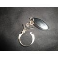 Elongated bronze dipped black glass keyring
