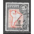 GUIANA BRITISH 1938 KG6 4c MAP SOUTH AMERICA USED