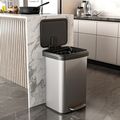 13-Gallon Silver Stainless Steel Step Trash Can...