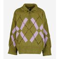 MOMONI Lince Knitwear Verde Argyle Zip Neck Woo...