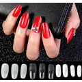 False Nails Long Natural Clear White Oval Full ...