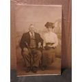 Edwardian man and woman antique photograph post...