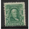 USA 1902 1c GREEN FRANKLIN SG 306 M / MINT