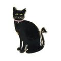 Black Cat Domestic House Feline Metal Enamel Pi...