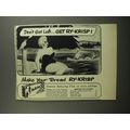 1953 Ry-Krisp Crackers Ad - cartoon by Richard Taylor - Don't get left