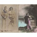 Italian Romance Ballroom Tango 2x Antique Postc...