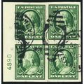 343, Used 1¢ Superb Block of Four With PL# * St...
