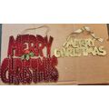 3 Merry Christmas Wall Plaques Plastic Metal Sp...