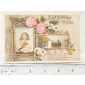 1918 postcard Best Birthday Wishes - Girl & Boa...