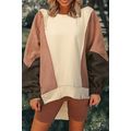 Beige Oversized Color Block Patchwork High Low ...