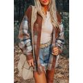 Cinnamon Plaid Corduroy Patchwork Chest Pocket ...