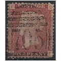 1858 SG43 1d Red Plate 136 Good/Fine Used Check...