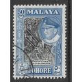 MALAYSIA JOHORE 1960 50c BLACK &BLUE ABORIGINES...