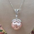 Haliotis Asinina Pink Pearl & Zircon Pendant & ...