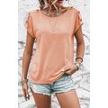 Apricot Pink Button Detail Batwing Sleeve Casua...