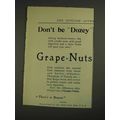 1906 Postum Grape-Nuts Cereal Ad - Don't be Dozey