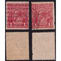 AUSTRALIA 1914-24 KG5 1d x2 shades Sc#21 - USED...