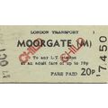 London Transport Edmondson Ticket - Moorgate (M...