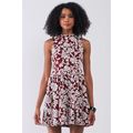 Women's Burgundy & White Floral Crew Neck Sleev...