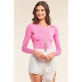Women's Plain Tight Fit Long Sleeve Round Neck ...