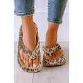 Leopard Print Thick Sole Flip Flops
