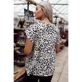 Leopard Mix Print Tassel Tie Blouse