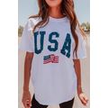 White USA Flag Graphic Oversized Tee