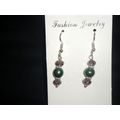 Fire polished purple & avocado green short drop...