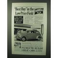 1939 Plymouth De Luxe Two-Door Touring Sedan Ad