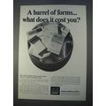 1966 Moore Business Forms Ad - A Barrel of Forms Cost