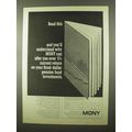 1966 MONY Mutual of New York Ad - Read This