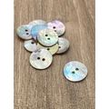 15mm Natural Mother Of Pearl Buttons 2 Hole Rou...