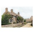 ptc1866 - Yorks. - Stone Cottages down lane, Ho...
