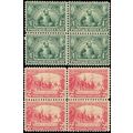 328-29, Mint Fine NH 1-2¢ Blocks of Four SCV $6...