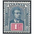 Sarawak 1918 SG50a 1c Dull Blue & Carmine Mount...
