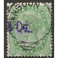 India 1886 SG97 4a6p Yellow-Green Good/Fine Used .