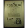 1956 Regent Cigarettes Ad - Thank you, New York