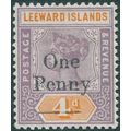 Leeward Islands 1902 1d. on 4d. dull mauve & or...
