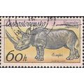CZECHOSLOVAKIA, MAMMALS, Rhinoceros, blue 1976,...