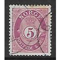 NORWAY 1893 POST HORN TYPE D 5 ORE PURPLE SG 52...