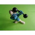 Weightlifter smurf with dumb bell and no top