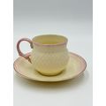 Vintage Belleek Pink Thistle Teacup & Saucer Ir...