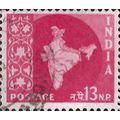 INDIA, India map, pink 1957, 13Np, #5