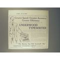 1912 Underwood Typewriter Ad - Greater Speed!