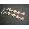 Fabulous iridescent pink shell long drop glass ...