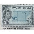 Cayman Islands QEII 1954 2½d Turquoise Blue & B...
