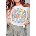 White MAMA Slogan Print Crew Neck Casual T Shirt